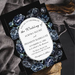 Dark Moody Romantic Blue Floral Faire-part de mari<br><div class="desc">Dark Moody Romantic Blue Floral Faire-part de mariage</div>