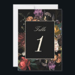 Dark Moody Romantic Dutch Mariage Numéro de table<br><div class="desc">Plus de violet ici. Customisez le texte,  la forme et la couleur arrière - plan derrière les fleurs. Le nombre se répète à l'avant et à l'arrière. Customisez et commandez 1 carte pour chaque table nécessaire.</div>