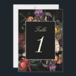 Dark Moody Romantic Dutch Mariage Numéro de table<br><div class="desc">Plus de violet ici. Customisez le texte,  la forme et la couleur arrière - plan derrière les fleurs. Le nombre se répète à l'avant et à l'arrière. Customisez et commandez 1 carte pour chaque table nécessaire.</div>