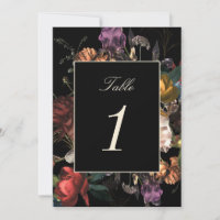 Dark Moody Romantic Dutch Mariage Numéro de table