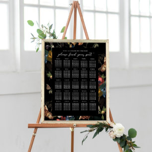 Dark Moody Romantic Floral Dutch Wedding Seating S Poster