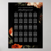 Dark Moody Romantic Floral Dutch Wedding Seating S Poster (Voorkant)