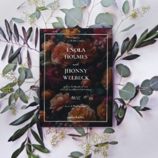 Dark Moody Romantic Floral Faire-part de mariage