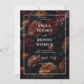 Dark Moody Romantic Floral Faire-part de mariage (Devant)