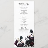 Dark Moody Romantic Floral Wedding Programme (Dos)
