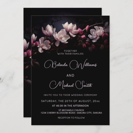 Dark Moody Romantic Magnolia Flowers Kaart (Voorkant / Achterkant)