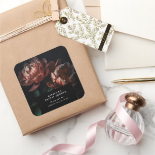 Dark Moody Romantisch Bloemen Vrijgezellenfeest Vierkante Sticker