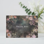 Dark Moody Romantische Bloemenbruiloft Dank u Bedankkaart (Staand voorkant)
