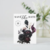 Dark Moody Romantische Bloemenbruiloft Save the Da Aankondigingskaart (Staand voorkant)
