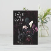 Dark Moody Romantische Bloemenbruiloft Save the Da Kaart (Staand voorkant)