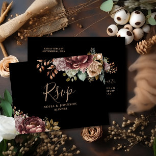 Dark Moody Roos Herfst Winter Bloemen Huwelijk RSV Briefkaart