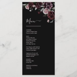 Dark Moody Roses Wedding Menu