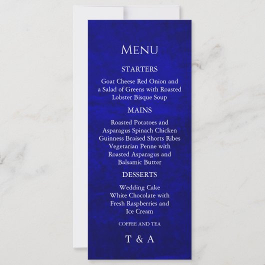 Dark Moody Royal Blue met krassen Menu Kaart (Voorkant)