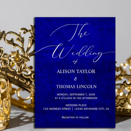 Dark Moody Royal Blue met krassen Uitnodiging