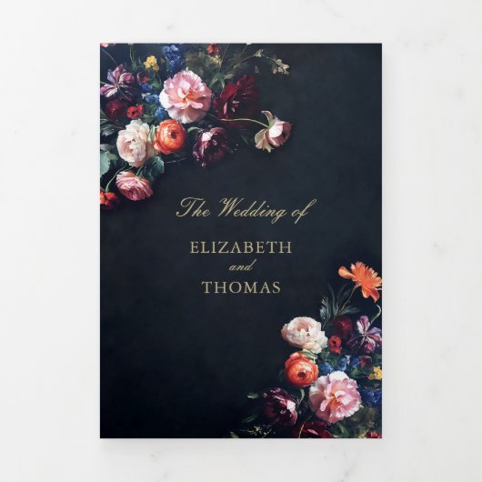 Dark Moody Sprookje Romance Alles in een bruiloft Drieluik Uitnodiging (Cover)