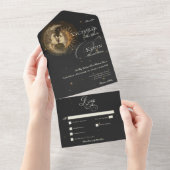 Dark Moody Victoriaans Kissing Moon & Sun Dinner All In One Uitnodiging (Afscheurbaar)