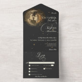 Dark Moody Victoriaans Kissing Moon & Sun Dinner All In One Uitnodiging (Binnen)