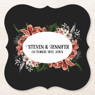 Dark & Moody Wedding Gepersonaliseerde namen Kartonnen Onderzetters