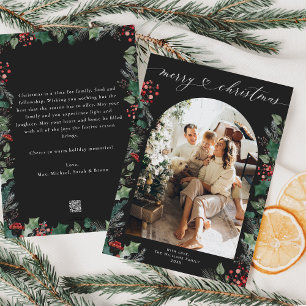 Dark Moody Winter Botanicals Foto Kerst Kaart