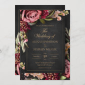 Dark Moody Winter Floral Wedding Invitation Kaart (Voorkant / Achterkant)
