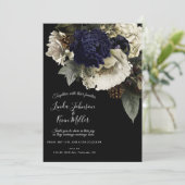 Dark Moody Winter Floral Wedding Kaart (Staand voorkant)