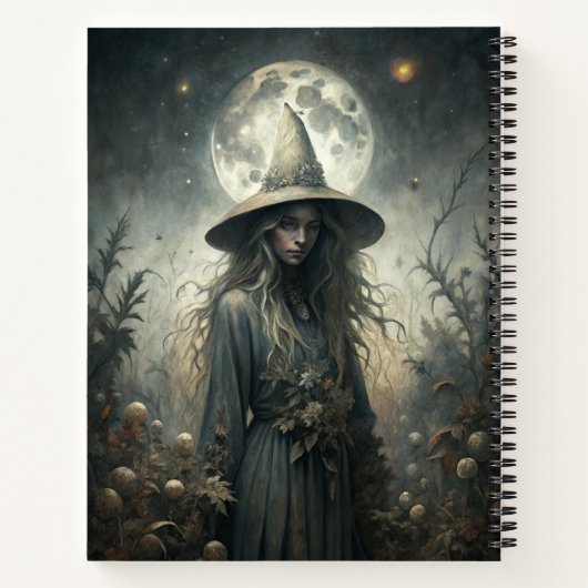 Dark Moon Witch - Aangepaste Grimoire Journal Notitieboek (Achterkant)