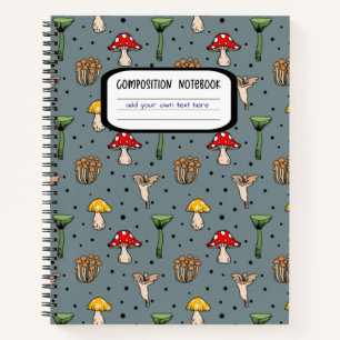 Dark Mushroom Pattern Composition Notitieboek