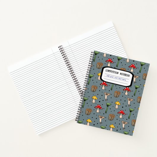 Dark Mushroom Pattern Composition Notitieboek (Binnen)