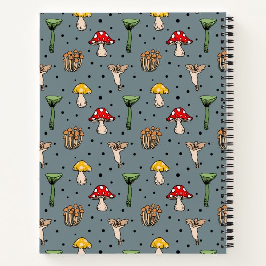 Dark Mushroom Pattern Composition Notitieboek (Achterkant)