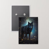 Dark Mysterious Black Wolf Button (Voorkant / Achterkant)