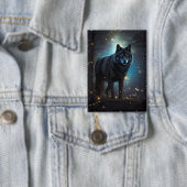 Dark Mysterious Black Wolf Button (Insitu)