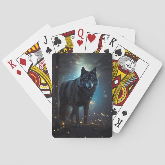 Dark Mysterious Black Wolf Pokerkaarten (Achterkant)