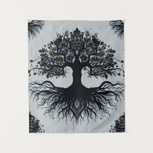 Dark Mystic Tree of Life Tapestry Wandkleed (Voorkant)