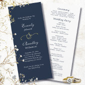 Dark Navy Background Elegant Minimal Wedding Programma