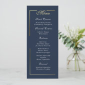 Dark Navy Blue Gold Frame White Script Menu Choice (Staand voorkant)