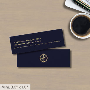 Dark Navy Blue Gold Logo Mini Visitekaartje