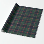 Dark Navy Blue Red Green Plaid Pattern Holiday Cadeaupapier (Uitgerold)