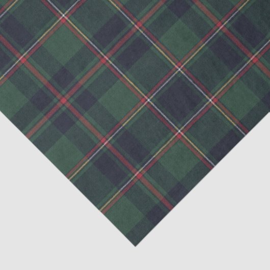 Dark Navy Blue Red Green Plaid Pattern Holiday Tissuepapier (Detail)