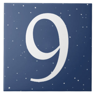 Dark Navy Blue Sterrennacht House Number 9 Nine Tegeltje