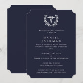 Dark Navy Caduceus Medical School Afstuderen Kaart (Voorkant / Achterkant)