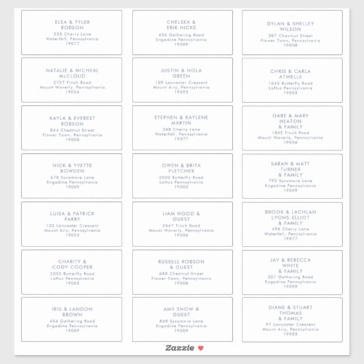 Dark Navy Font Wedding Guest Address Sticker (Vel)