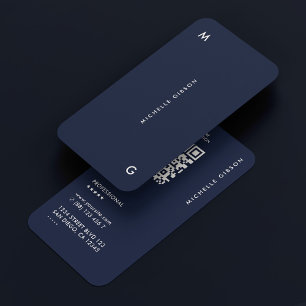 Dark Navy Modern Eenvoudige Professioneel Visitekaartje