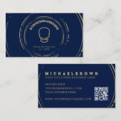 Dark Navy Skull Tattoo Piercing Studio QR-code Visitekaartje (Voorkant / Achterkant)