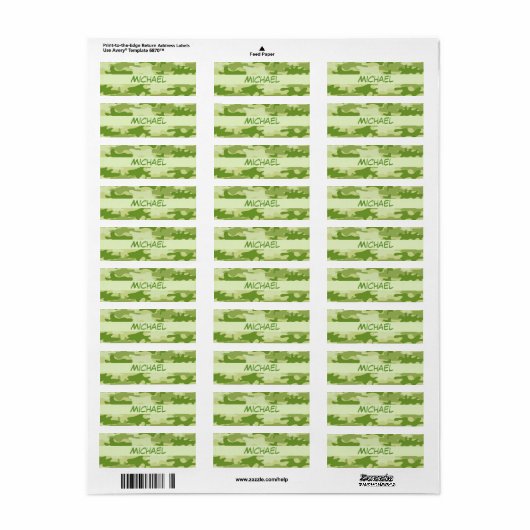 Dark Olive Green Camo Camouflage Name Persoonlijk Etiket (Full Sheet)
