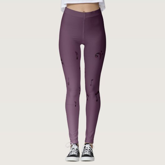 Dark Ombre muzieknoten Mauve Leggings (Voorkant)
