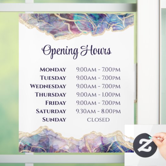 Dark Opal Design Open Hours Window Cling Raamsticker (Huis)