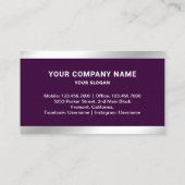 Dark Paarse Steel Silver Real Estate Foto Realtor Visitekaartje (Achterkant)