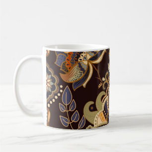 Dark Paisley: Bloemen Indische naadloos. Koffiemok
