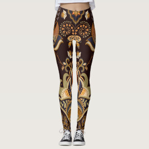 Dark Paisley: Bloemen Indische naadloos. Leggings