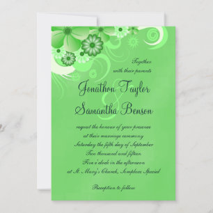 Dark Pastel Green Floral 5x7 Invitations de mariag
